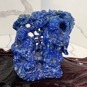 Blue lapis lazuli carved figure